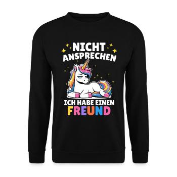 Malle DON'T TALK TO HAVE A FRIEND - Unisex Sweatshirt - black - Front - Alina (178cm) & Michal (187cm)