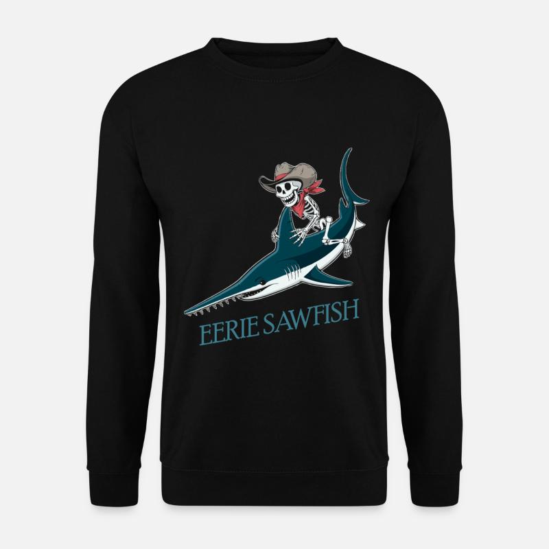 Skelett Cowboy auf Sägefisch - Unisex Pullover - Schwarz