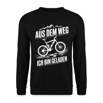 Dicton amusant de conduite en VTT électrique - à l’écart - Sweat-shirt Unisexe - noir - Devant - Alina (178cm) & Michal (187cm)