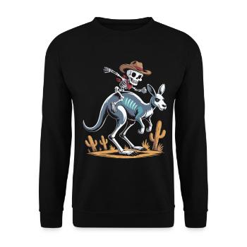Cowboy squelette cavalier sur kangourou - Sweat-shirt Unisexe - noir - Devant - Alina (178cm) & Michal (187cm)