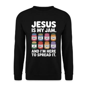 Jesus is my thing – spread love, hope, - Unisex Sweatshirt - black - Front - Alina (178cm) & Michal (187cm)