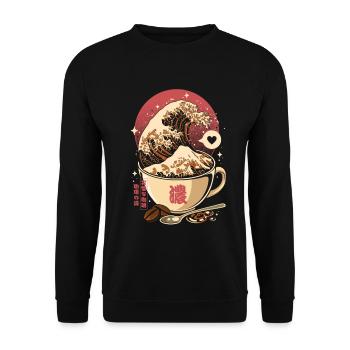 Tasse Océan de Café et Vagues Kanagawa Japonaises - Sweat-shirt Unisexe - noir - Devant - Alina (178cm) & Michal (187cm)