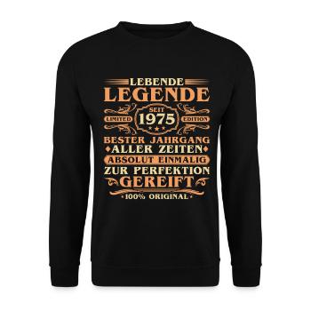 50th Birthday Born 1975 Vintage - Unisex Sweatshirt - black - Front - Alina (178cm) & Michal (187cm)