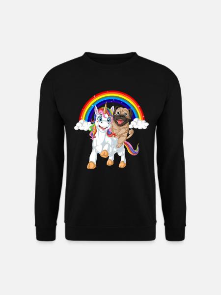 Pug Riding Unicorn - Unisex Sweatshirt - black