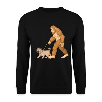 Bigfoot Laufender Mops - Unisex Pullover - Schwarz - Vorne - Alina (178cm) & Michal (187cm)