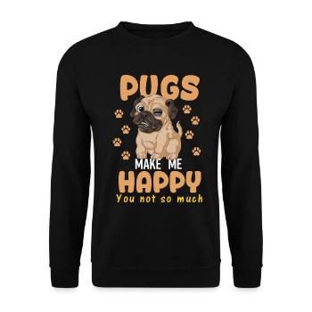 Möpse machen mich glücklich Shirt - Unisex Pullover - Schwarz - Vorne - Alina (178cm) & Michal (187cm)