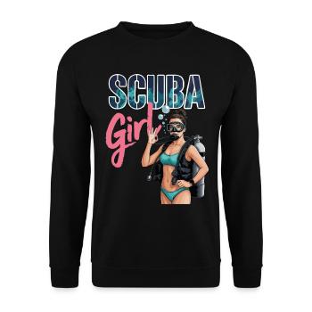 Scuba Girl Tauch-Design - Unisex Pullover - Schwarz - Vorne - Alina (178cm) & Michal (187cm)