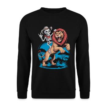 Conception d’aventure de lions et de squelettes - Sweat-shirt Unisexe - noir - Devant - Alina (178cm) & Michal (187cm)