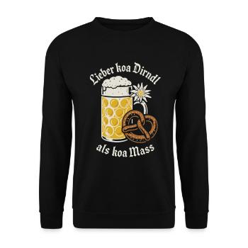 Lieber koa Dirndl als koa Mass - Bier und Gaudi - Unisex Sweatshirt - black - Front - Alina (178cm) & Michal (187cm)