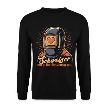 Mission Statement Fire Welder with Hearts - Unisex Sweatshirt - black - Front - Alina (178cm) & Michal (187cm)