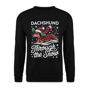 Dackel Weihnachten Shirt - Unisex Pullover - Schwarz - Vorne - Alina (178cm) & Michal (187cm)