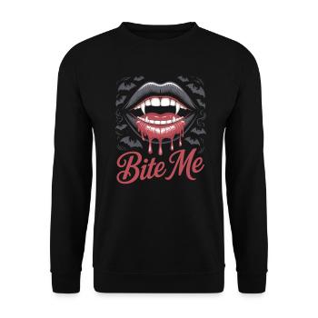 Bloody Vampire Lips T-Shirt Halloween - Unisex Sweatshirt - black - Front - Alina (178cm) & Michal (187cm)