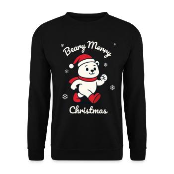 Ours polaire mignon - Jeu de mots de Noël - Sweat-shirt Unisexe - noir - Devant - Alina (178cm) & Michal (187cm)