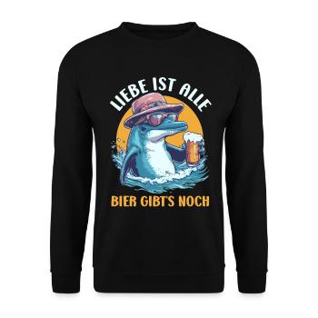 Malle L'AMOUR EST TOUT CE QU'IL RESTE DE LA BIÈRE Drôle - Sweat-shirt Unisexe - noir - Devant - Alina (178cm) & Michal (187cm)