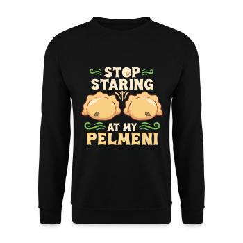Pelmeni Pelmenis Stop Staring At My Pelmeni - Unisex Sweatshirt - black - Front - Alina (178cm) & Michal (187cm)