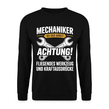 Mechanic workshop cursing funny - Unisex Sweatshirt - black - Front - Alina (178cm) & Michal (187cm)