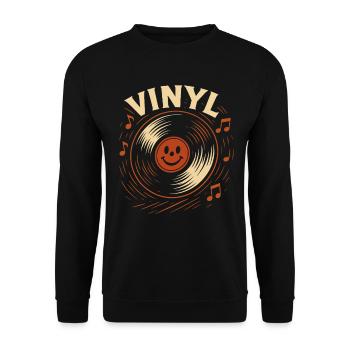 Vinyl Record Music Lovers Retro Vibes - Unisex Pullover - Schwarz - Vorne - Alina (178cm) & Michal (187cm)
