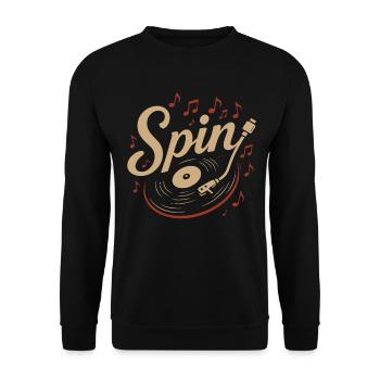 Spin Vinyl Record Music Lovers Retro Vibe - Unisex Sweatshirt - black - Front - Alina (178cm) & Michal (187cm)