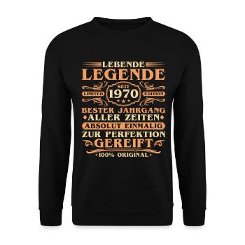 55ème Anniversaire Né 1970 Millésime - Sweat-shirt Unisexe - noir - Devant - Alina (178cm) & Michal (187cm)
