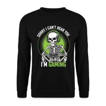 Humorous skeleton gaming print - Unisex Sweatshirt - black - Front - Alina (178cm) & Michal (187cm)