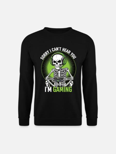 Humorous skeleton gaming print - Unisex Sweatshirt - black