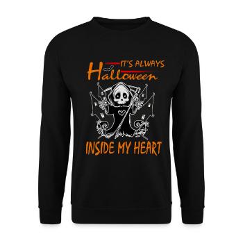 Immer Halloween Sensenmann Kinder T-Shirt - Unisex Pullover - Schwarz - Vorne - Alina (178cm) & Michal (187cm)