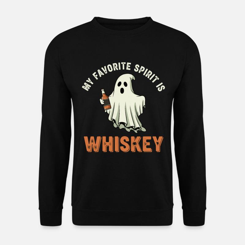 Geist mit Whiskey Flasche - Unisex Pullover - Schwarz