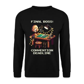 Endboss: Convention-Deadline | Cosplay - Unisex Pullover - Schwarz - Vorne - Alina (178cm) & Michal (187cm)