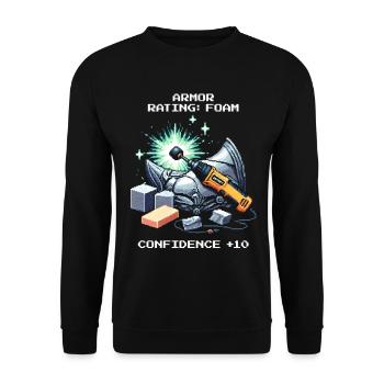Statistique d’armure : Confiance +10 | Cosplay - Sweat-shirt Unisexe - noir - Devant - Alina (178cm) & Michal (187cm)