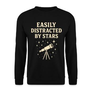 Lustige Astronomie, die sich leicht von Sternen ablenken lässt - Unisex Pullover - Schwarz - Vorne - Alina (178cm) & Michal (187cm)