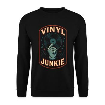 Vinyl Junkie Record Music Retro Design - Unisex Sweatshirt - black - Front - Alina (178cm) & Michal (187cm)