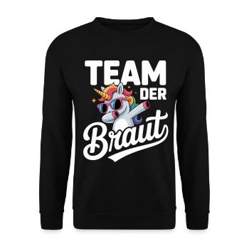 Team der Braur Einhorn Design mit Sonnenbrille - Unisex Pullover - Schwarz - Vorne - Alina (178cm) & Michal (187cm)