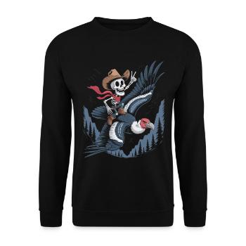 Skelett reitet Geier - Unisex Pullover - Schwarz - Vorne - Alina (178cm) & Michal (187cm)