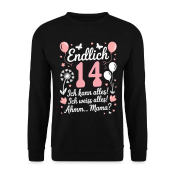 Enfin 14ème anniversaire 14 ans cadeau dire - Sweat-shirt Unisexe - noir - Devant - Alina (178cm) & Michal (187cm)