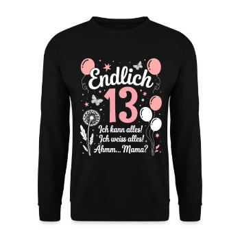 Enfin 13 Anniversaire 13 Ans Cadeau Fille - Sweat-shirt Unisexe - noir - Devant - Alina (178cm) & Michal (187cm)