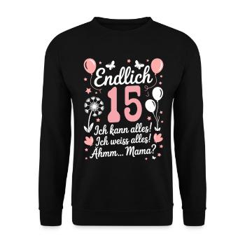 Enfin 15ème anniversaire 15 ans cadeau dire - Sweat-shirt Unisexe - noir - Devant - Alina (178cm) & Michal (187cm)