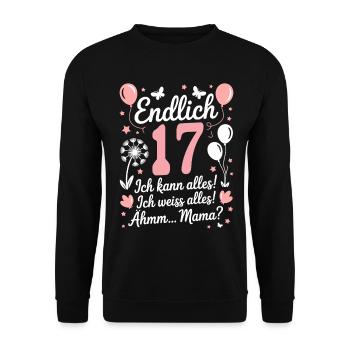 Enfin 17 Anniversaire 17 Ans Cadeau Fille - Sweat-shirt Unisexe - noir - Devant - Alina (178cm) & Michal (187cm)