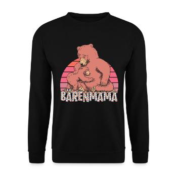 Bald Mama MOTHER BEAR Lustiges - Unisex Pullover - Schwarz - Vorne - Alina (178cm) & Michal (187cm)