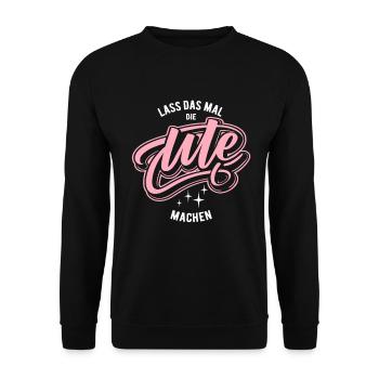 Lass das mal die Ute machen - Namenstag - Unisex Pullover - Schwarz - Vorne - Alina (178cm) & Michal (187cm)