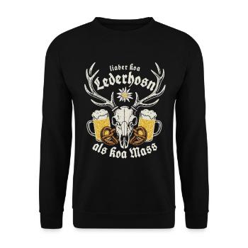Lieber koa Lederhosen als koa Mass - Gaudi - Unisex Sweatshirt - black - Front - Alina (178cm) & Michal (187cm)