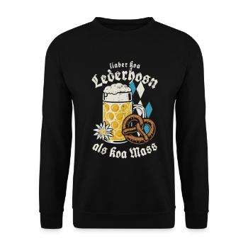 Lieber koa Lederhosen als koa Mass - Gaudi - Unisex Sweatshirt - black - Front - Alina (178cm) & Michal (187cm)