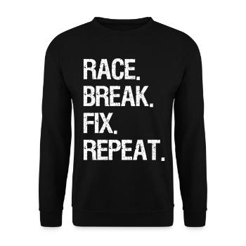 Race It Break It Fix It Repeat Shirt Fun Biker - Sweat-shirt Unisexe - noir - Devant - Alina (178cm) & Michal (187cm)