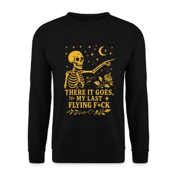 Ich gebe nichts mehr drum Skelett mit Rose - Unisex Pullover - Schwarz - Vorne - Alina (178cm) & Michal (187cm)