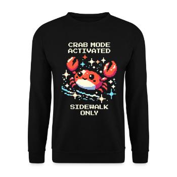 Krabbenmodus aktiviert: nur seitwärts | Krabbe - Unisex Pullover - Schwarz - Vorne - Alina (178cm) & Michal (187cm)