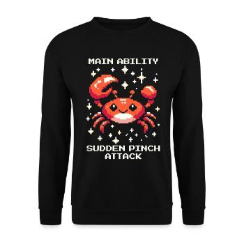 Hauptfähigkeit: Scheren-Schnappangriff | Krabbe - Unisex Pullover - Schwarz - Vorne - Alina (178cm) & Michal (187cm)