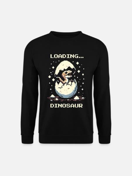 Loads... Dinosaur | Retro Dino Pixel Art - Unisex Sweatshirt - black
