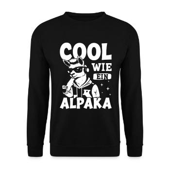 Éventail d’alpaga COOL COMME UN LAMA D’ALPAGA Drôle - Sweat-shirt Unisexe - noir - Devant - Alina (178cm) & Michal (187cm)