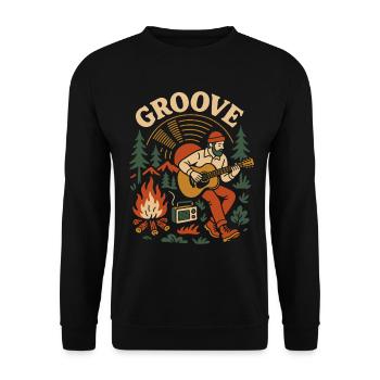 Groove Retro Vinyl Record Music Vibes - Unisex Sweatshirt - black - Front - Alina (178cm) & Michal (187cm)