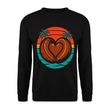 Café Amour Coeur Rétro Coucher de soleil Design - Sweat-shirt Unisexe - noir - Devant - Alina (178cm) & Michal (187cm)
