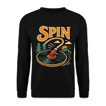 Spin Vinyl Record Player Music Lover 70s Retro - Unisex Sweatshirt - black - Front - Alina (178cm) & Michal (187cm)